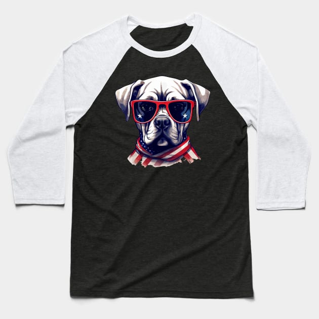 Dog Sunglasse American Flag Funny Father's Day & 4th Of July Baseball T-Shirt by StarMa